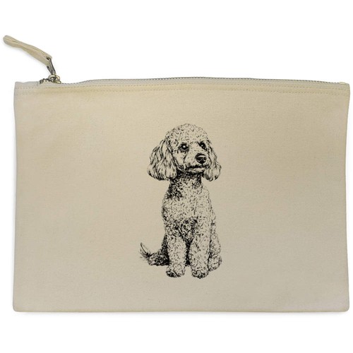 Miniature poodle sitting - 'miniature, sitting'