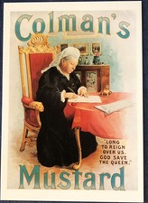 MUMBLE RAILWAY  POSTCARD -- COLMANS MUSTARD --GOD SAVE QUEEN VICTORIA