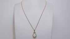 Pre-Loved 9carat 9k Yellow Gold Synthetic Opal Pendant & 20" 9ct Gold Curb Chain