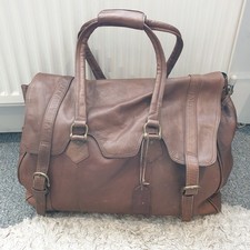 TULA MONTANA Extra Large Weekender Leather Bag Carryall Luggage Brown Top Handle