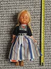 Vintage Netherlands / Dutch Traditional Doll Open & Close Eyes Wooden Clogs