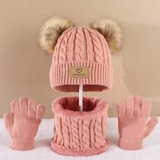 Kids Winter Hat Scarf Gloves