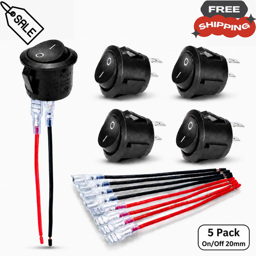 5pcs mini 12v round rocker - 5pcs,