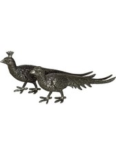Metal Peacock and Pheasant Figurine Menu Holders Collectable 22cm Long