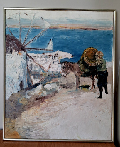 Oil painting canvas mykonos - canvas,