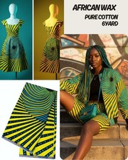 6 yards African wax print 100% cotton for craft and dress making