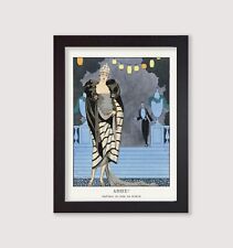 Framed Vintage George Barbier Adieu! Art Deco Fashion  Print Jazz Age 1920's