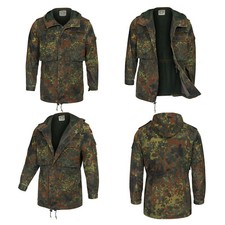 Army Jacket German Parka Original Military Hooded Field Combat Flecktarn Camo