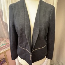 Star By Julian Macdonald Dark Navy (almost Black) Zip Detail Jacket Size 18