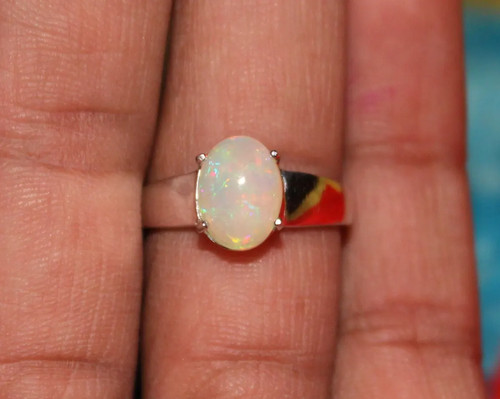 Genuine fire opal ring - fire,