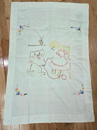 Vintage embroidered dog - dog, and