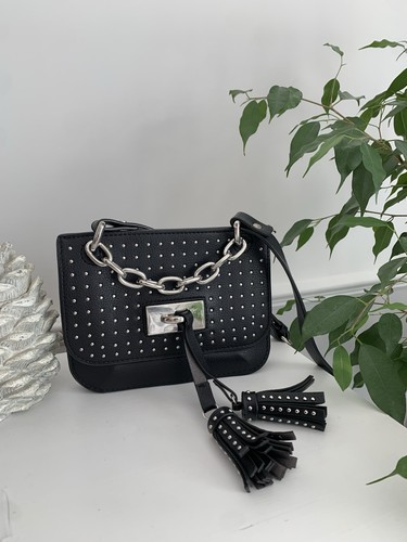 Zara black studded crossbody - black,