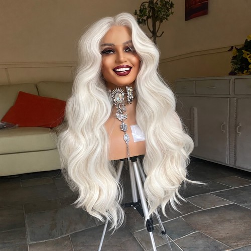 Long wavy bleach blonde - long,