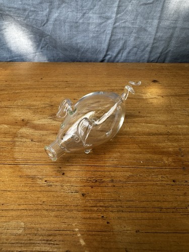 Vintage hand blown clear glass - blown,