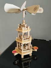 BRUBAKER Wooden Christmas Pyramid Windmill Candle Carousel German Nativity Toy
