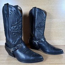 Sancho Women’s Black Leather Western Cowboy Boots (UK 5) Embroidered Mid Calf