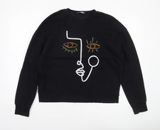 Zara Women Black Abstract Face