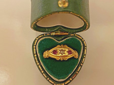 Victorian 18ct Gold Ruby and Diamond Ring. Size K 1/2.  Dated 1899