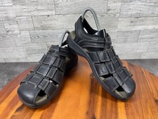 Clarks Sandals Men 9 M Jensen Shoes Black Leather Fisherman Walking comfort