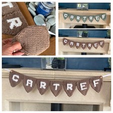 Welsh/ Wales ‘Cartref ‘ Knitted Bunting, Handmade