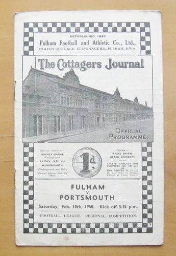 Fulham portsmouth 1939 1940 - v, 1939/1940