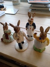 4 X Bunnykins Figures Nurse. Doctor. Easter Bunny. Busy Needles 1970s To 1990s
