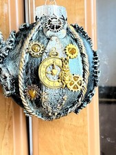 Christmas bauble steampunk clocks cogs pipes and glitter  6cms