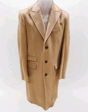Men’s Zara Wool Blend Structured Camel Covert Full Length Coat UK Large Mex 42