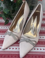 JOBLOT  X 7 Pairs Cream Satin Shoes Mixed Size Bridal-Diamanté Bow /NEW BOXED