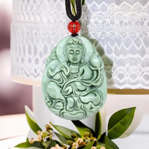 Jade guanyin pendant natural - jade,