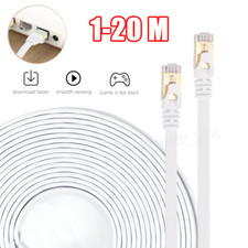 Cat7 Ethernet Network LAN Cable Gold Plated Ultra-thin Flat Patch Lead Lot