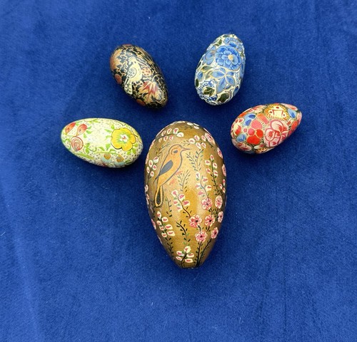 Five vintage wooden - wooden, eggs