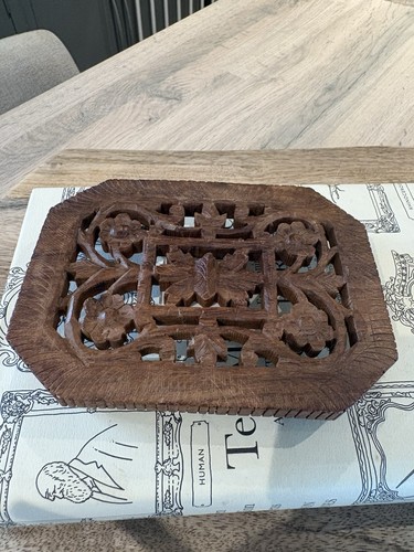 Vintage carved floral wooden - carved,