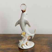 Capodimonte RG Italy Porcelain Figurine Crystal Limoges Swarovski Dolphin 15cm