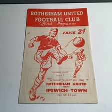ROTHERHAM UNITED V IPSWICH TOWN FOOTBALL LEAGUE DIVISION 2 MATCH PROGRAMME 1954