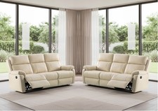 CREAM Italian Leather 3 Seater