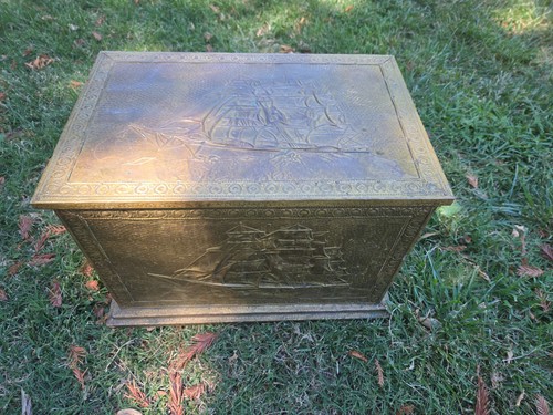Antique embossed brass - , or