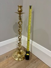 19 inch Tall Vintage  Cast solid Brass Barley Twist Candlestick English made