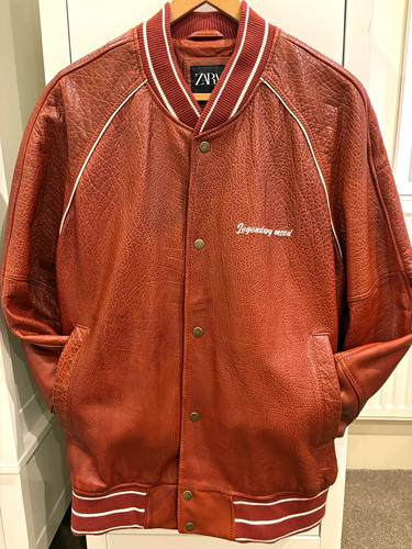 Zara red leather varsity - red,