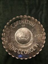 Coronation 1937 glass bowl King George V1 large glass bowl 