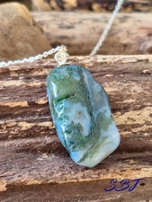 Silver 925 Moss Agate pendant with a sterling silver chain