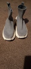Zara Sock Trainer Boot Shoe Knit Sneakers Womens Grey High Top Comfort