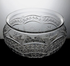 Large Crystal Glass Fishbowl Shaped Punch Cocktail Fruit Bowl - 4 Litres Vintage