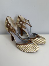 Ruby Shoo - Hatty Lemon Yellow and Tan - Size 7 Heels