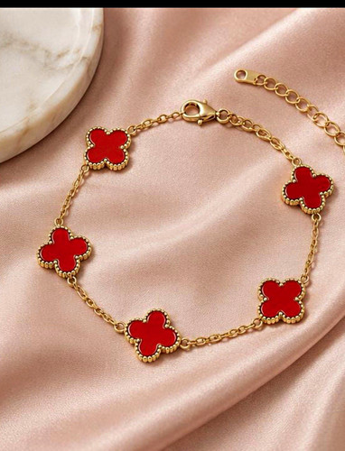 Gold red clover - red, dangle