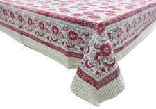 Indian Hand Block Print Tablecloth 100%Cotton 150*220cm Multi Floral Rectangular