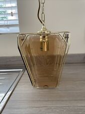 Vintage BHS amber Cut Glass Light shade Gold Calling chandelier