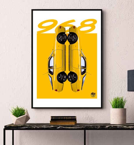 Porsche 968 print - print,