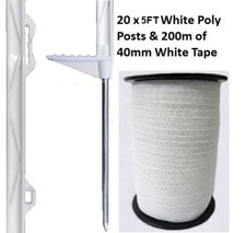 20 X WHITE 5FT POSTS & 40MM
