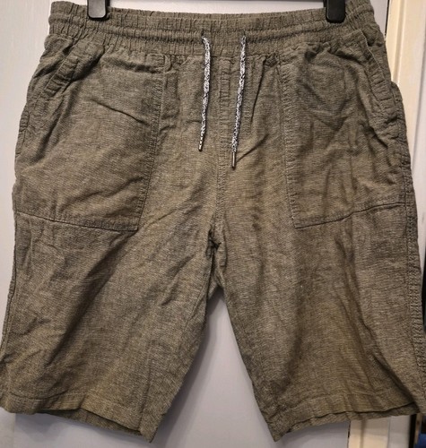Mens green linen mix shorts - mens,